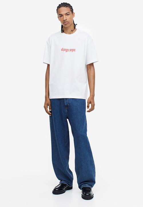 H&M - Relaxed fit printed T-shirt - white strange sense
