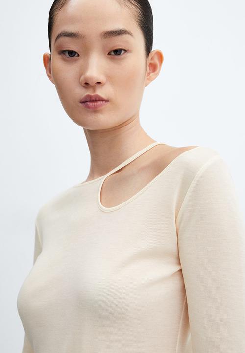 MANGO - T-shirt hole - light beige