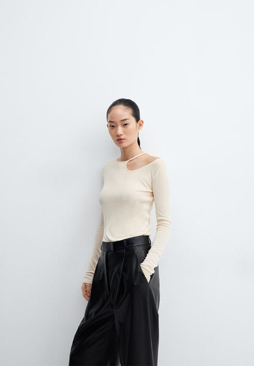 MANGO - T-shirt hole - light beige