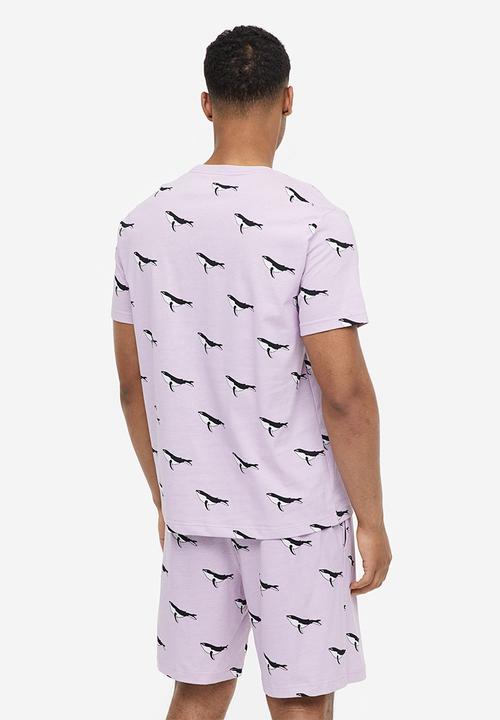 H&M - Regular fit pyjama t-shirt and shorts - light purple orcas -