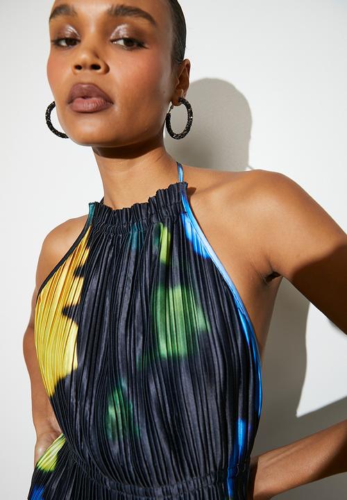 VELVET - Cropped plisse halter (co-ord) - print