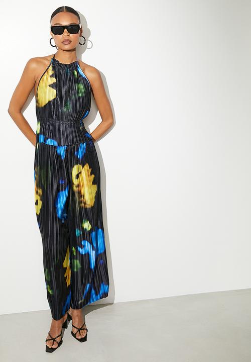 VELVET - Cropped plisse halter (co-ord) - print