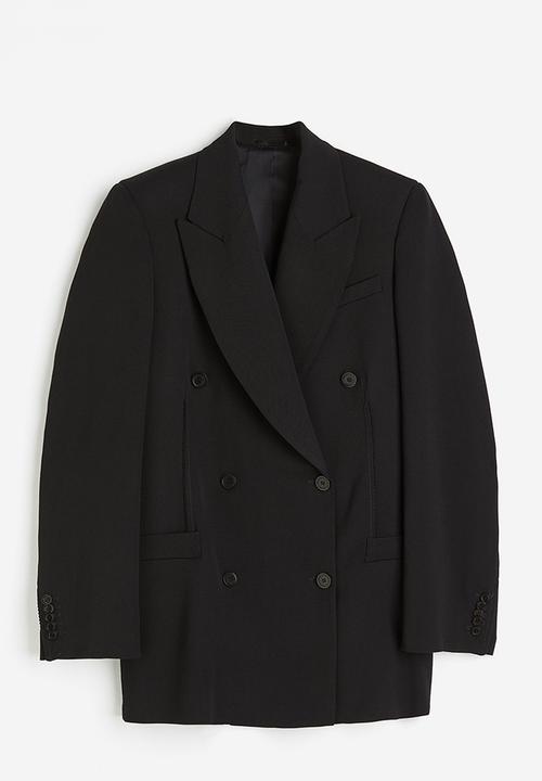 H&M - H&M STUDIO: Oversized wool-blend blazer - black