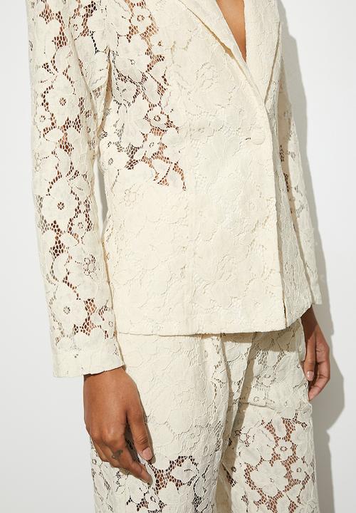 VELVET - Co-ord lace blazer - white