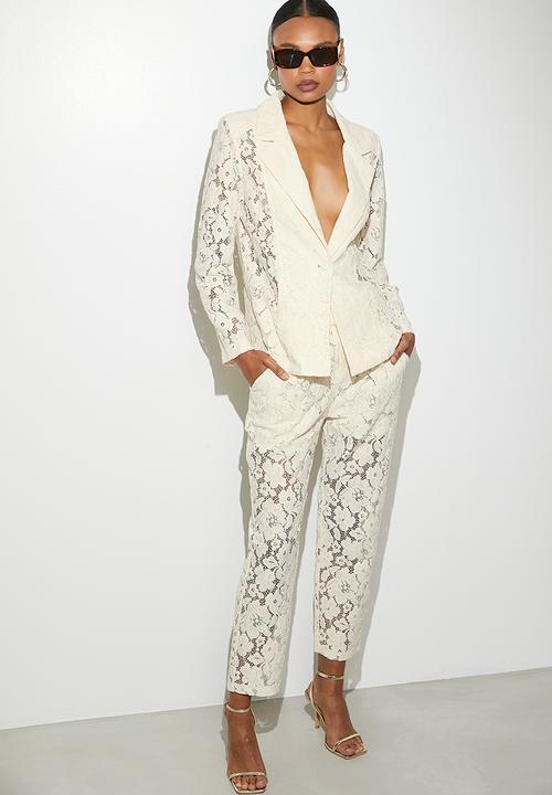 VELVET - Co-ord lace blazer - white