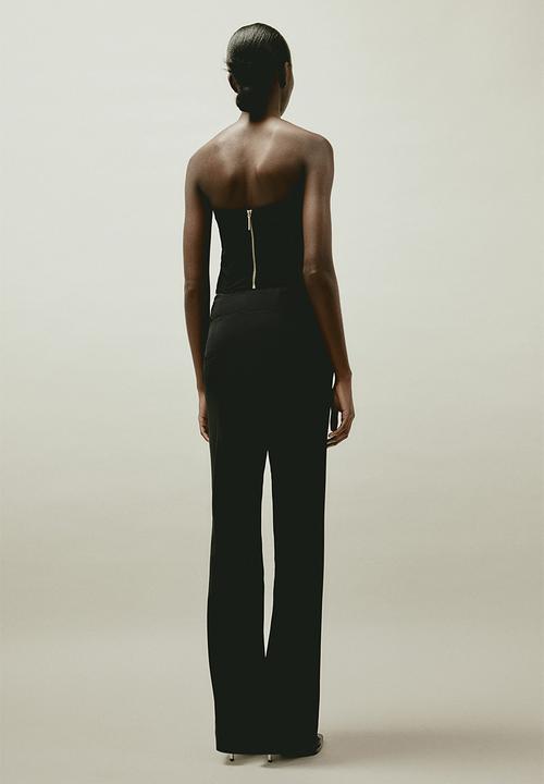 H&M - H&M STUDIO:  Lingerie-detail wool-blend trousers - black