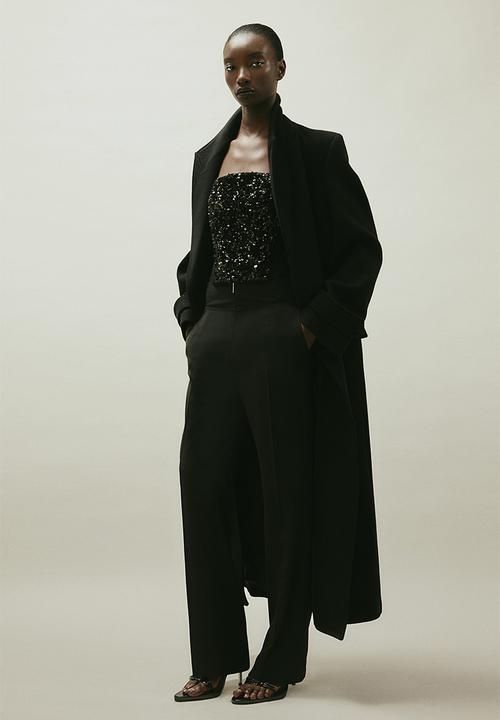 H&M - H&M STUDIO: Sequined bustier top - black