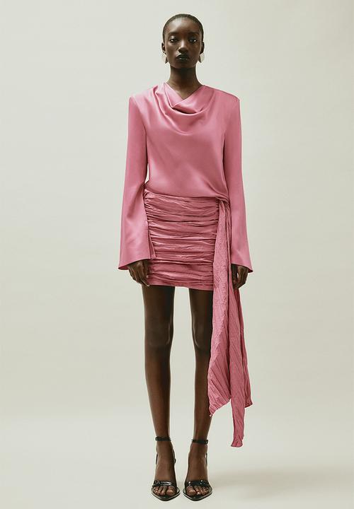 H&M - H&M STUDIO:  Draped silk blouse - pink