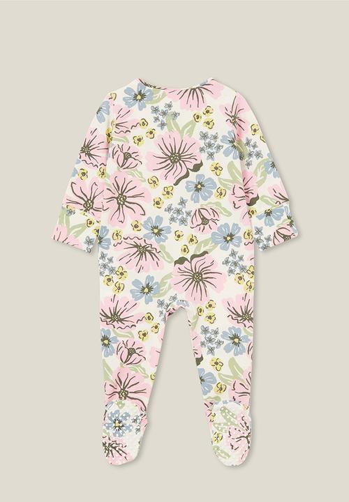 Cotton On - The long sleeve zip romper - vanilla/shae floral