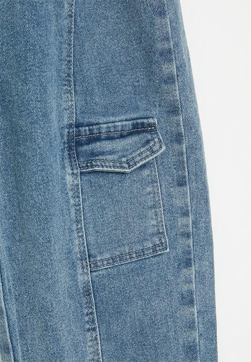Pop Candy - Denim cuff pants - stone wash