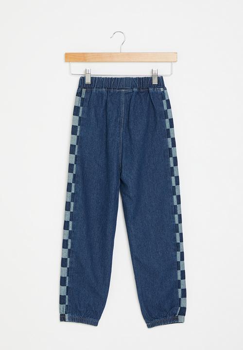 Pop Candy - Denim cuff pants - blue check