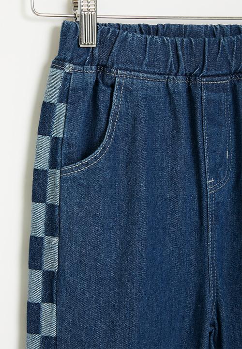 Pop Candy - Denim cuff pants - blue check