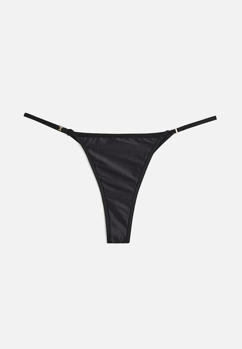 H&M - H&M STUDIO: Satin tanga briefs - black