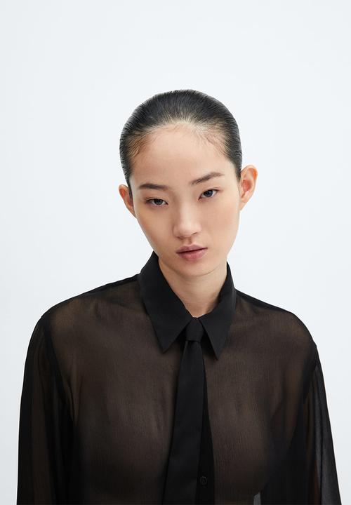 MANGO - Shirt blacky - black