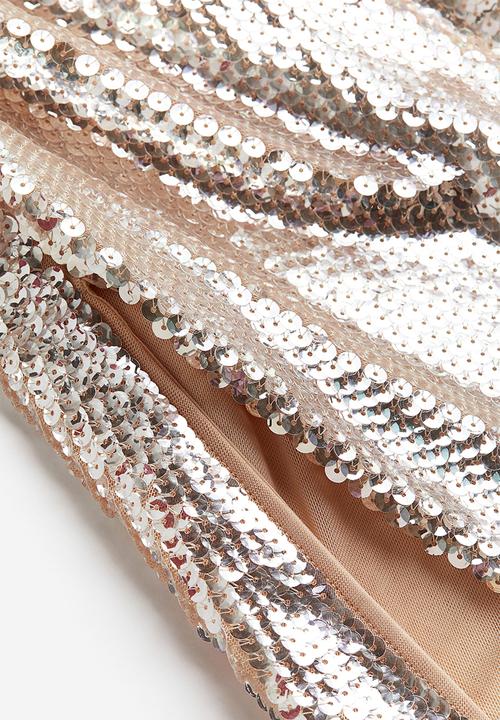 H&M - H&M Studio: Sequined one-shoulder dress - light beige