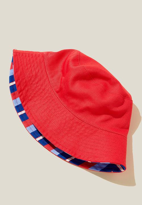 Cotton On - Kids reversible bucket hat - retro blue/red stripe