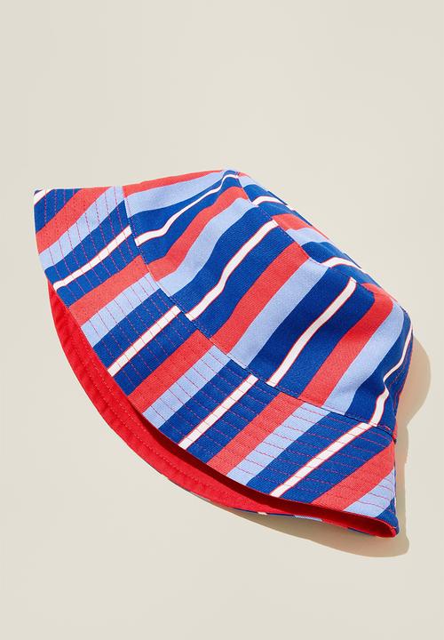 Cotton On - Kids reversible bucket hat - retro blue/red stripe