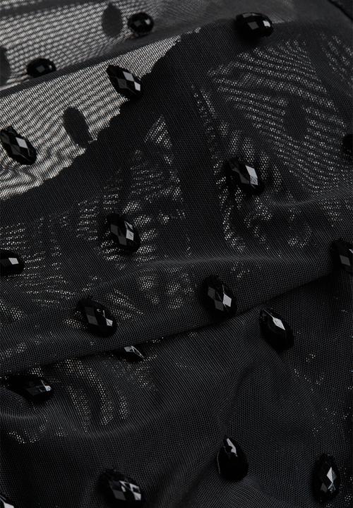 H&M - H&M STUDIO: Sheer beaded dress - black