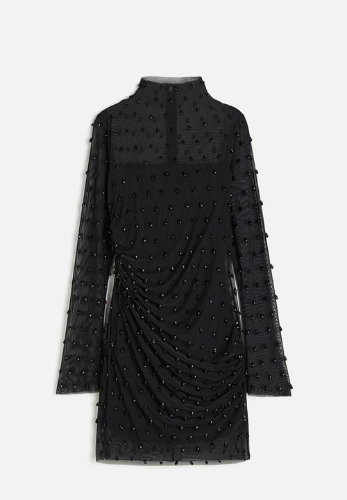 H&M - H&M STUDIO: Sheer beaded dress - black