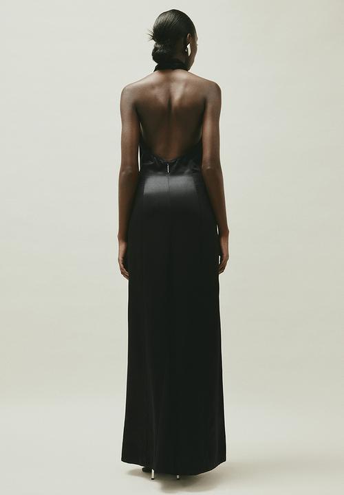 H&M - H&M STUDIO: Silk-blend halterneck dress - black