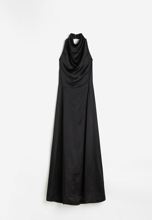 H&M - H&M STUDIO: Silk-blend halterneck dress - black