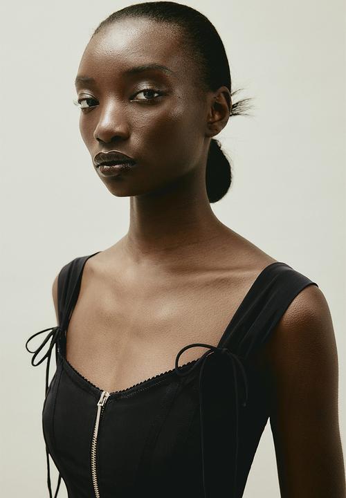 H&M - H&M STUDIO: Sheer corset-style dress - black