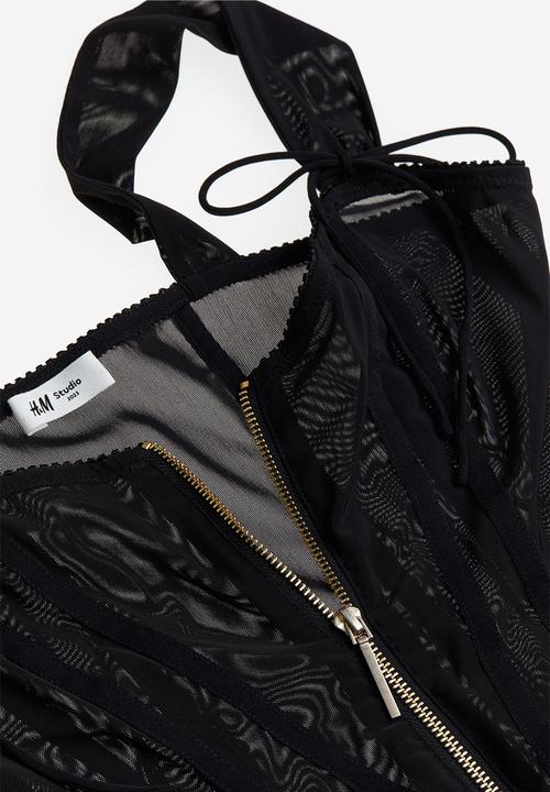 H&M - H&M STUDIO: Sheer corset-style dress - black