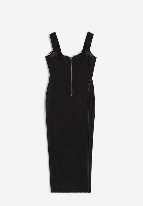 H&M - H&M STUDIO: Sheer corset-style dress - black