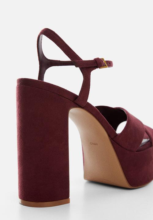 MANGO - Cru platform sandal - dark red