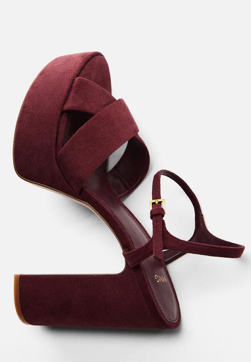 MANGO - Cru platform sandal - dark red