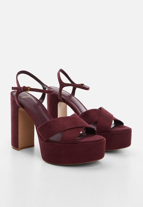MANGO - Cru platform sandal - dark red