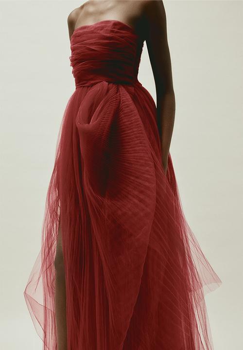 H&M - H&M Studio: Voluminous tulle dress - dark red