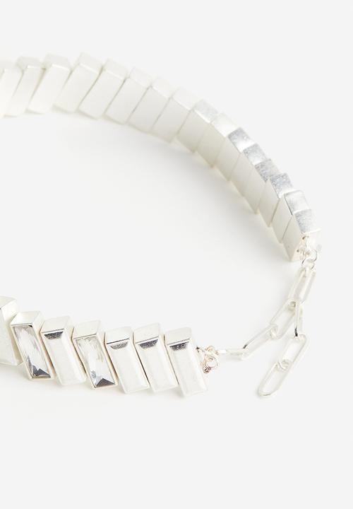 H&M - H&M Studio: Sparkling stone-embellished short necklace - silver