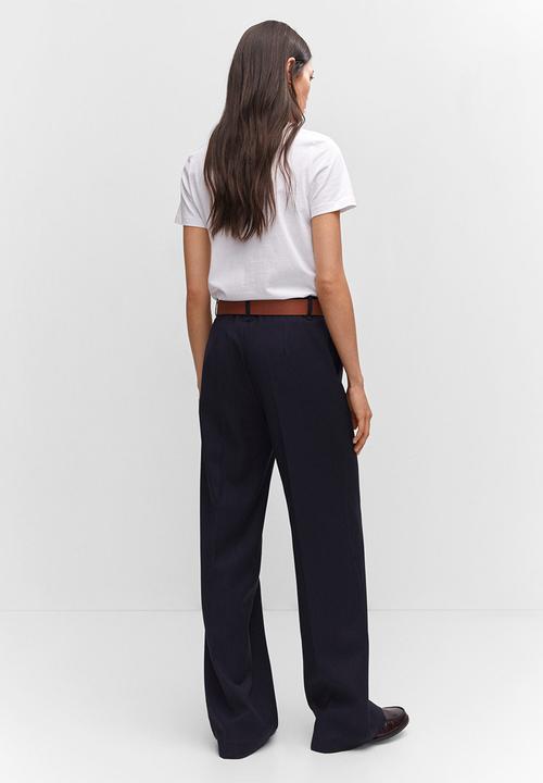 MANGO - Trousers maketa - navy