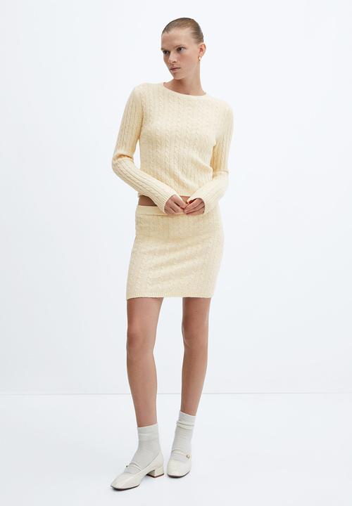 MANGO - Skirt jaime - light pastel yellow