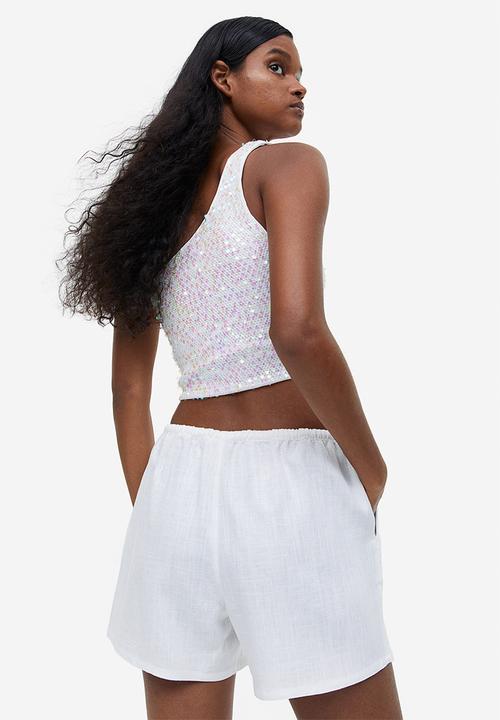 H&M - Linen-blend pull-on shorts - white