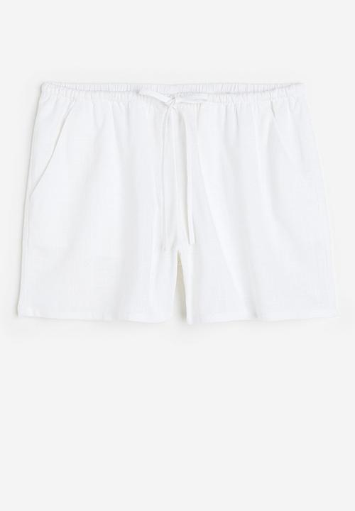 H&M - Linen-blend pull-on shorts - white
