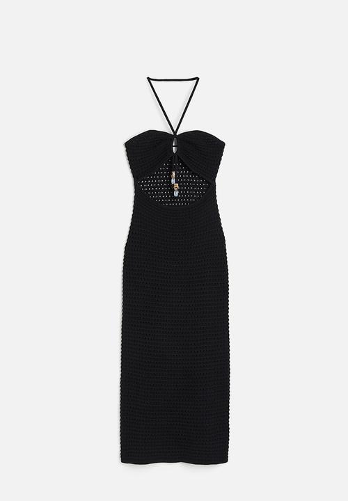 H&M - Crochet-look halterneck dress - black