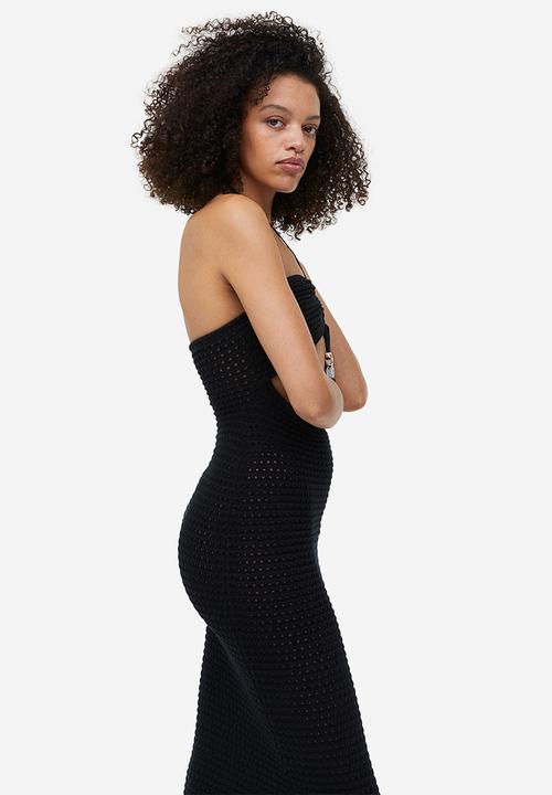 H&M - Crochet-look halterneck dress - black