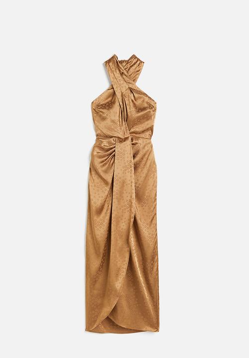 H&M - Halterneck wrap dress - dark beige