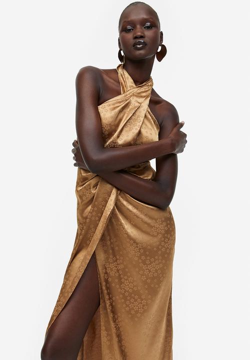 H&M - Halterneck wrap dress - dark beige