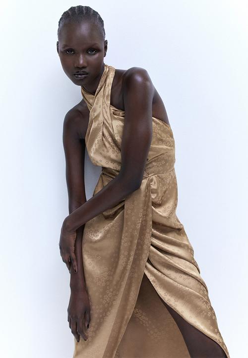 H&M - Halterneck wrap dress - dark beige