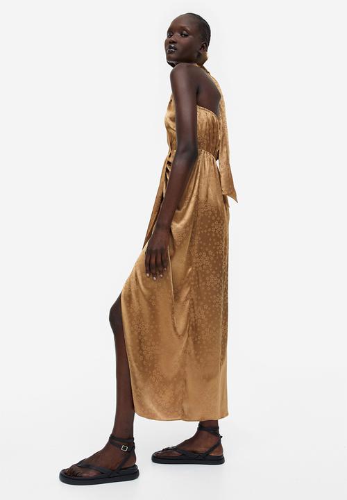 H&M - Halterneck wrap dress - dark beige