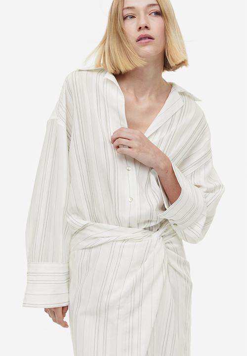 H&M - Knot-detail skirt - white striped