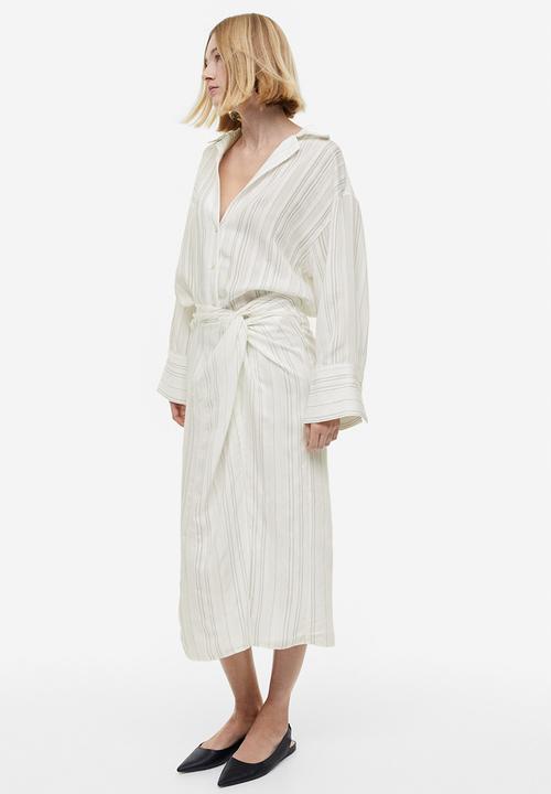 H&M - Knot-detail skirt - white striped