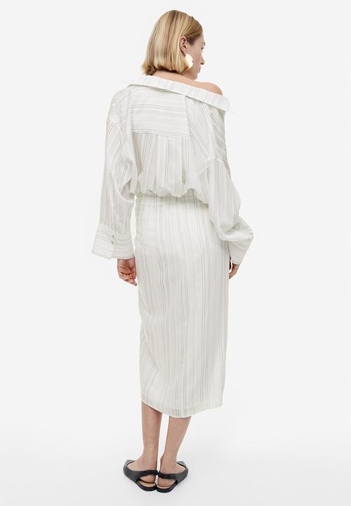 H&M - Knot-detail skirt - white striped