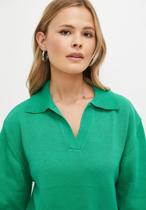 dailyfriday - Collared sweater - green
