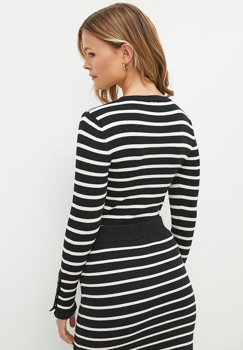 dailyfriday - Co-ord stripe crew knitwear - black/white