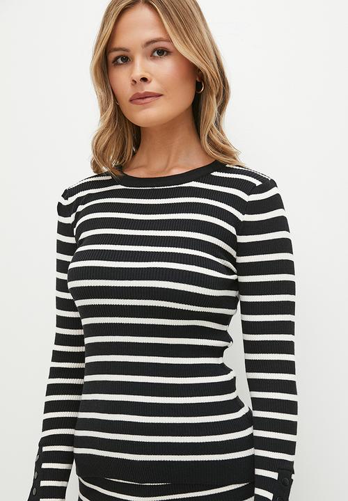dailyfriday - Co-ord stripe crew knitwear - black/white