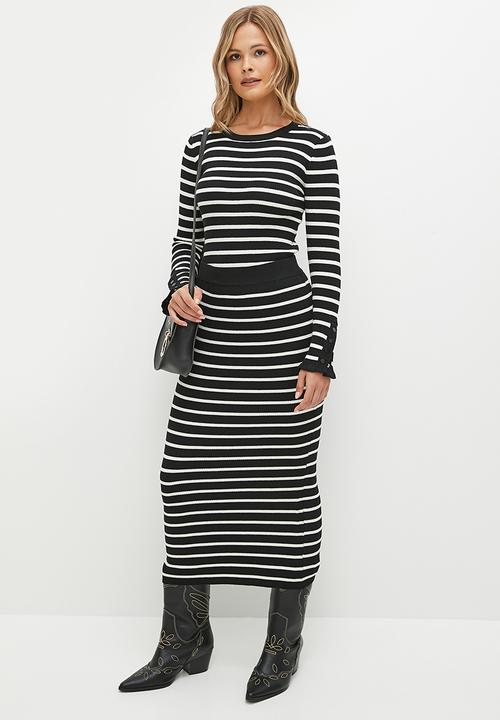 dailyfriday - Co-ord stripe crew knitwear - black/white